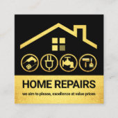 金ゴールドの屋根のフレームの手書きツール スクエア名刺 (正面)