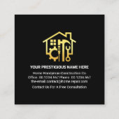 金ゴールドの屋根のフレームの手書きツール スクエア名刺 (裏面)