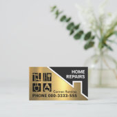 金ゴールドの屋根の窓ペイン 名刺 (スタンド正面)