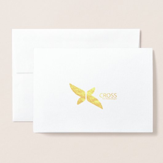金ゴールドの山と木の会社のホリデーグリーティング 箔カード (裏面封筒付き)