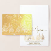 金ゴールドの山と木の会社のホリデーグリーティング 箔カード (ディスプレー)