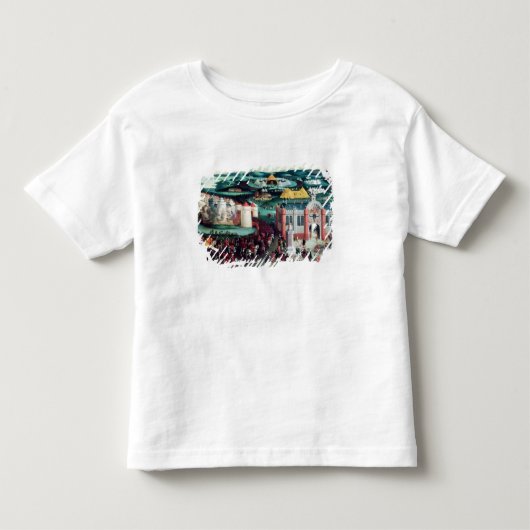 金ゴールドの布の分野で会うこと トドラーTシャツ (正面)