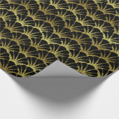 金ゴールドの帆立貝貝の上品なDecoの黒いスケール ラッピングペーパー (角)