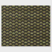 金ゴールドの帆立貝貝の上品なDecoの黒いスケール ラッピングペーパー (フラット)