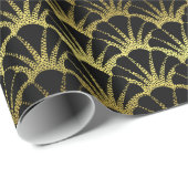 金ゴールドの帆立貝貝の上品なDecoの黒いスケール ラッピングペーパー (ロールコーナー)