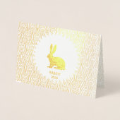 金ゴールドの年うさぎ誕生日と赤中国の 箔カード (正面)