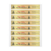 金ゴールドの幸せな休日の木の差出人住所 ラップアラウンドラベル (シート)