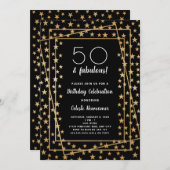 金ゴールドの幾何フェイク学星が誕生日パーティを構成 招待状 (正面/裏面)