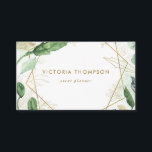 金ゴールドの幾何学模様（水彩） 名刺<br><div class="desc">金ゴールドの幾何学的なフレームと水色の緑の名刺。水色エレガントの葉、金ゴールド箔の枠フェイク、金ゴールド箔の葉フェイク、およびタイポグラフィを備えたビジネスモダンカード。この植物性名刺は、ブロガー、スタイリスト、イベントプランナー、快適、美容師、デザイナーなどに最適だ。</div>