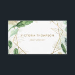 金ゴールドの幾何学模様（水彩） 名刺<br><div class="desc">金ゴールドの幾何学的なフレームと水色の緑の名刺。水色エレガントの葉、金ゴールド箔の枠フェイク、金ゴールド箔の葉フェイク、およびタイポグラフィを備えたビジネスモダンカード。この植物性名刺は、ブロガー、スタイリスト、イベントプランナー、快適、美容師、デザイナーなどに最適だ。</div>