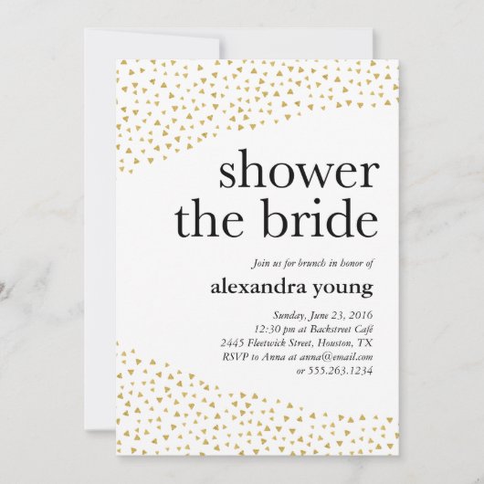 金ゴールドの幾何学的でモダンなブライダルシャワー招待状 招待状 (正面)