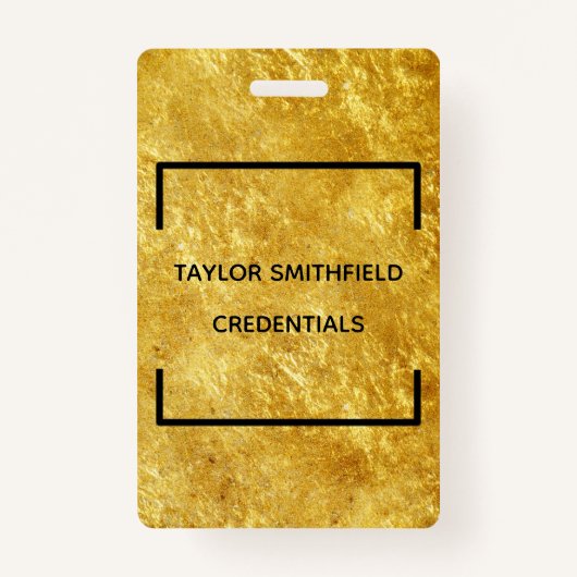 金ゴールドの幾何学的な正方形のモダンで粋なバッジの締縄 バッジ (正面)