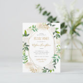 金ゴールドの幾何学的な水彩画の花柄のブライダルシャワー インビテーションポストカード (スタンド正面)