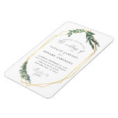 金ゴールドの幾何学的な水彩画葉が多いフレームの結婚式 マグネット (左側)