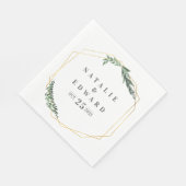 金ゴールドの幾何学的な水色 スタンダードランチョンナプキン (角)