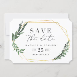 金ゴールドの幾何学的な水色 セーブザデート