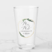 金ゴールドの幾何学的な水色 タンブラーグラス (正面)