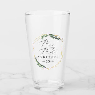 金ゴールドの幾何学的な水色 タンブラーグラス