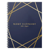 金ゴールドの幾何学的な真夜中の青い螺線形の写真のノート ノートブック (正面)