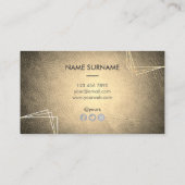 金ゴールドの幾何学的な革社会的な名刺 名刺 (裏面)