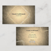 金ゴールドの幾何学的な革社会的な名刺 名刺 (正面/裏面)