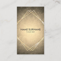 金ゴールドの幾何学的な革縦の名刺