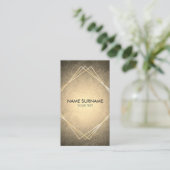 金ゴールドの幾何学的な革縦の名刺 名刺 (スタンド正面)