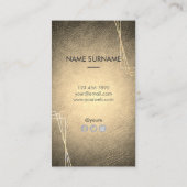 金ゴールドの幾何学的な革縦の名刺 名刺 (裏面)