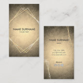 金ゴールドの幾何学的な革縦の名刺 名刺 (正面/裏面)