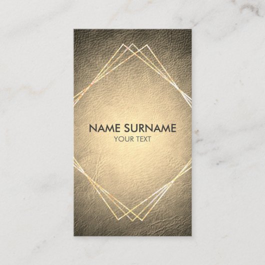 金ゴールドの幾何学的な革縦の名刺 名刺 (正面)