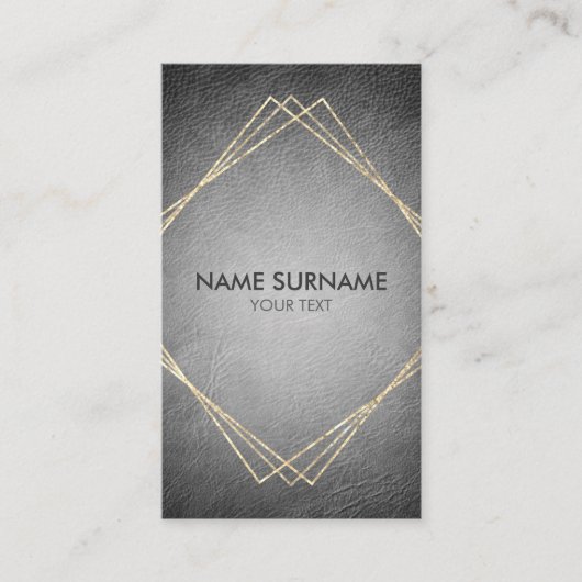 金ゴールドの幾何学的な革縦の名刺 名刺 (正面)