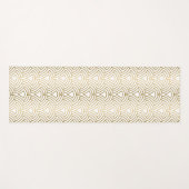 金ゴールドの幾何学的アールデコパターン（白） ヨガマット (正面(横))