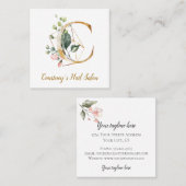 金ゴールドの幾何学的設計および花が付いている手紙C スクエア名刺 (正面/裏面)