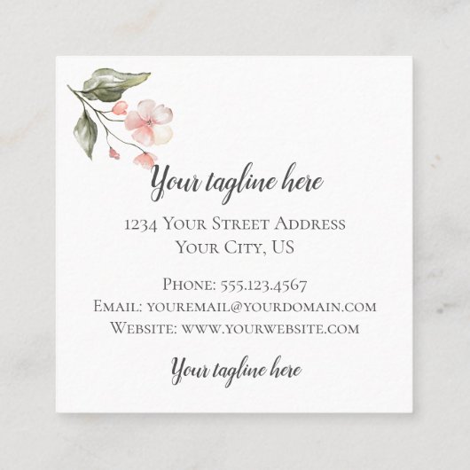 金ゴールドの幾何学的設計および花が付いている手紙C スクエア名刺 (裏面)