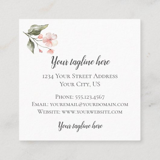 金ゴールドの幾何学的設計および花が付いている手紙F スクエア名刺 (裏面)