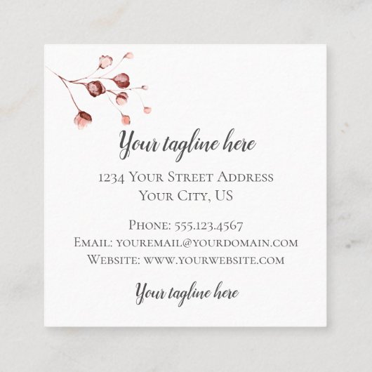 金ゴールドの幾何学的設計および花が付いている手紙G スクエア名刺 (裏面)