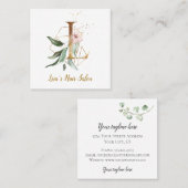 金ゴールドの幾何学的設計および花が付いている手紙L スクエア名刺 (正面/裏面)