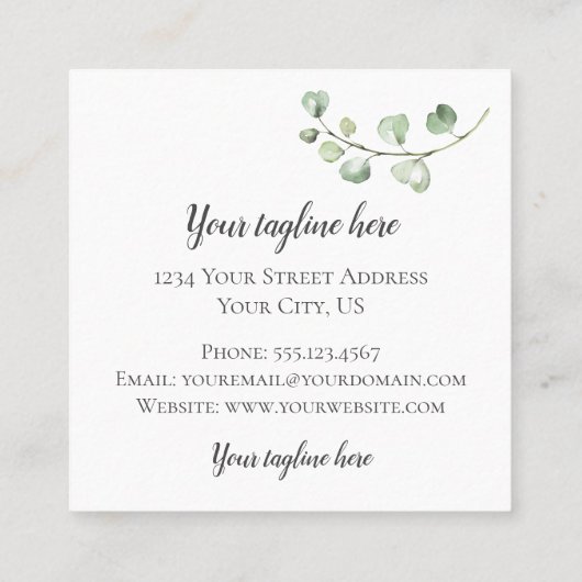 金ゴールドの幾何学的設計および花が付いている手紙L スクエア名刺 (裏面)