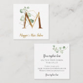 金ゴールドの幾何学的設計および花が付いている手紙M スクエア名刺 (正面/裏面)