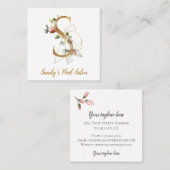 金ゴールドの幾何学的設計および花が付いている手紙S スクエア名刺 (正面/裏面)