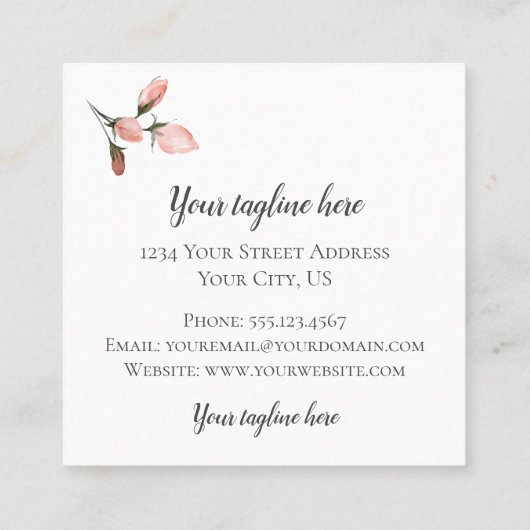 金ゴールドの幾何学的設計および花が付いている手紙T スクエア名刺 (裏面)