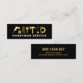 金ゴールドの建築工具設備 スキニー名刺 (正面/裏面)