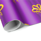 金ゴールドの弓を紫色のクリスマス ラッピングペーパー (ロールコーナー)