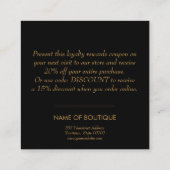 金ゴールドの弓正方形|のブティックの割引クーポン スクエア名刺 (裏面)