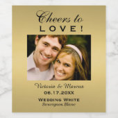 金ゴールドの応援を愛結婚の写真ボトルの好意 ワインラベル (シングルラベル)