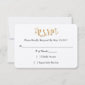 金ゴールドの応答カード結婚の後に幸せに 出欠カード (正面)