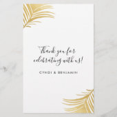 金ゴールドの手のひら葉のビーチ先パーティーメニュー (裏面)