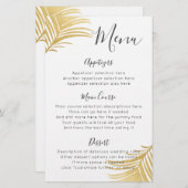 金ゴールドの手のひら葉のビーチ先パーティーメニュー (正面/裏面)