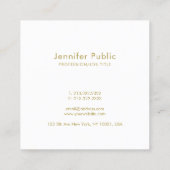 金ゴールドの手書きの原稿のエレガントな最小主義のトレンディー スクエア名刺 (裏面)