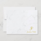 金ゴールドの手書きの原稿の名前の文字の大理石のテンプレート ノートカード (正面)